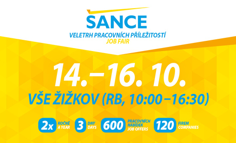 Zveme Vás na tradiční Veletrh pracovních příležitostí ŠANCE – 14. – 16. října 2025!
