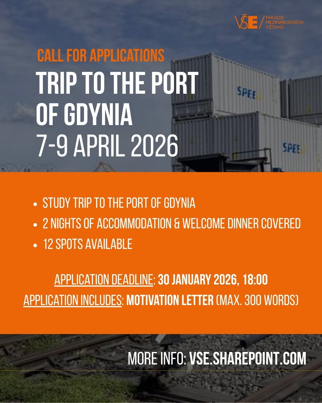 International trade, logistics, and real-world insights 🌍⚓️

Following last year’s success, FIR is opening applications for a study trip to the Port of Gdynia and the city of Gdańsk.

If you’re a Bachelor’s or Master’s student interested in trade flows, or international logistics, this is your chance to experience it first-hand.

📝 Apply with a motivation letter (max. 300 words)
👥 Only 12 students will be selected
⏰ Deadline: 30 January 2026, 18:00

Don’t miss the opportunity to take your studies beyond the classroom.