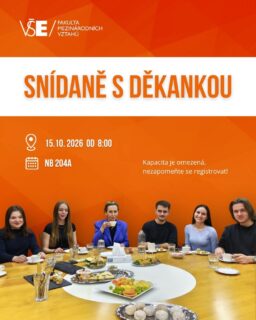Zveme vás na snídani s naší paní děkankou 🧡

Přijďte si popovídat o tom, co vás na fakultě zajímá, nad šálkem čaje nebo kávy.

📅 15. října | 8:00 - 9:00
📍 Místnost: NB 204A

Kapacita je omezená, tak neváhej a registruj se!

👉 Link na registrační formulář najdeš v biu.