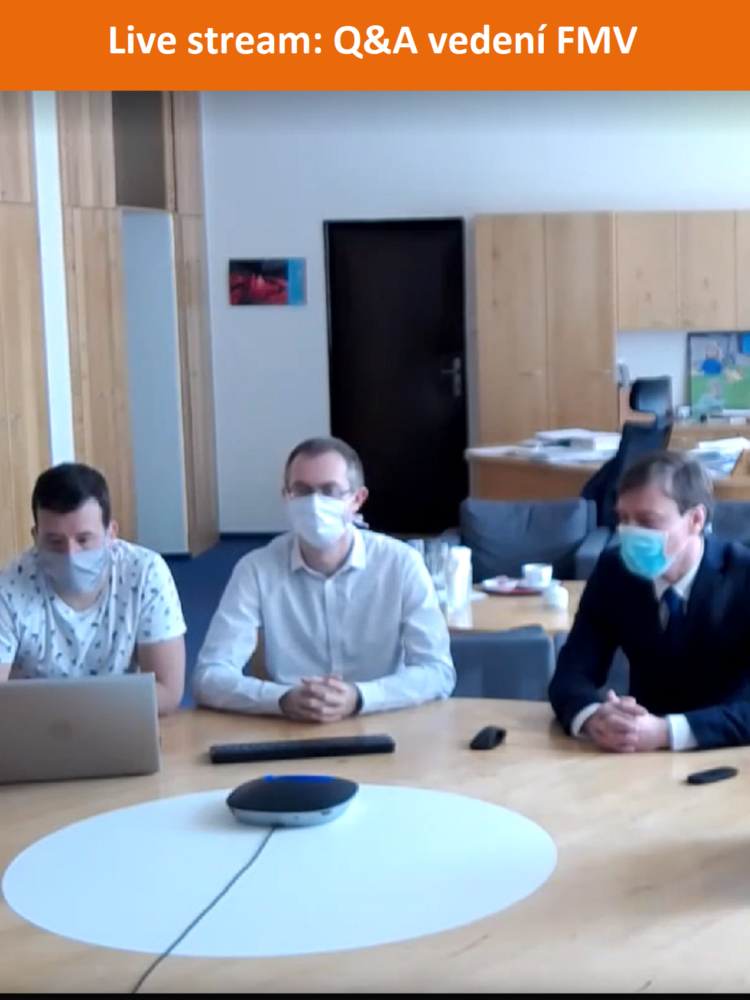 Proběhl první live stream Q&A děkana a proděkanů FMV k mimořádným opatřením