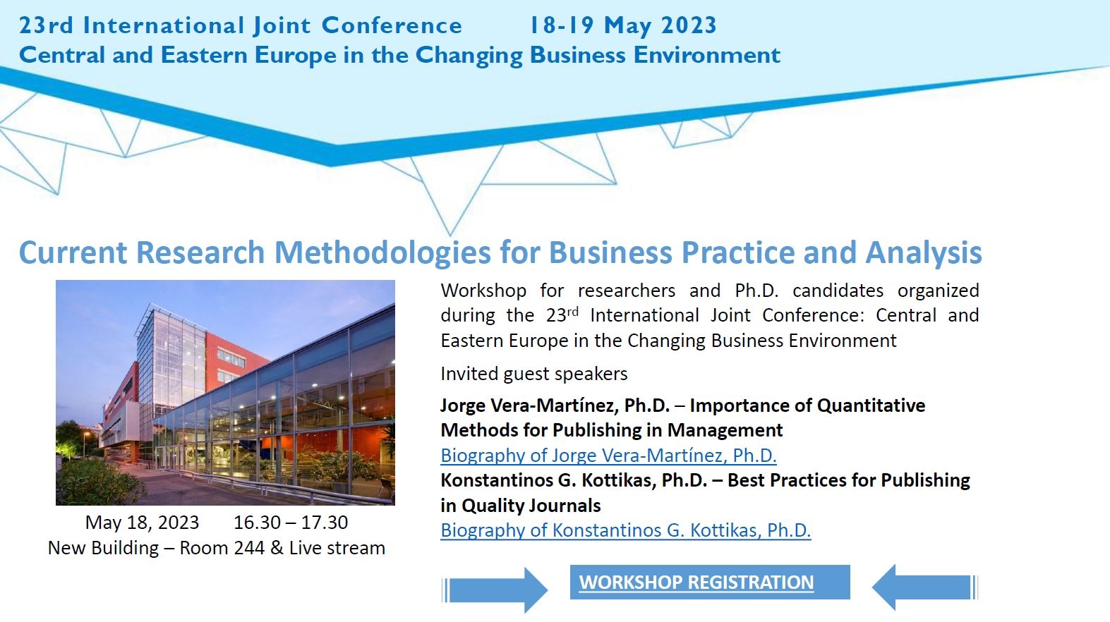Pozvánka na workshop Current Research Methodologies for Business Practice and Analysis /18.5./